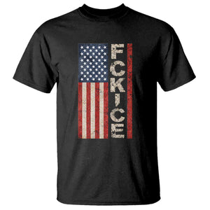 F Ice Retro Distressed American Flag T Shirt Patriotic Against Ice Justice Protest Resistance TS02 Black Print Your Wear