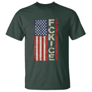 F Ice Retro Distressed American Flag T Shirt Patriotic Against Ice Justice Protest Resistance TS02 Dark Forest Green Print Your Wear