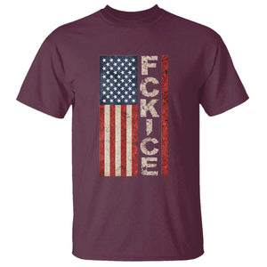 F Ice Retro Distressed American Flag T Shirt Patriotic Against Ice Justice Protest Resistance TS02 Maroon Print Your Wear