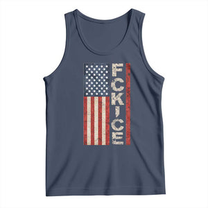 F Ice Retro Distressed American Flag Tank Top Patriotic Against Ice Justice Protest Resistance TS02 Navy Print Your Wear