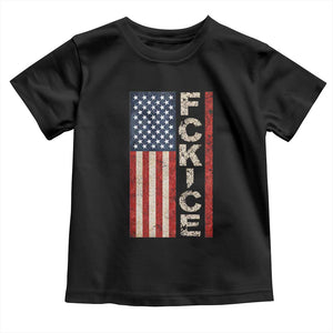 F Ice Retro Distressed American Flag Toddler T Shirt Patriotic Against Ice Justice Protest Resistance TS02 Black Print Your Wear