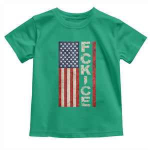 F Ice Retro Distressed American Flag Toddler T Shirt Patriotic Against Ice Justice Protest Resistance TS02 Irish Green Print Your Wear