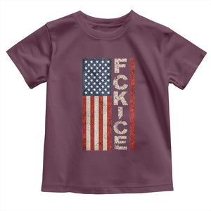 F Ice Retro Distressed American Flag Toddler T Shirt Patriotic Against Ice Justice Protest Resistance TS02 Maroon Print Your Wear