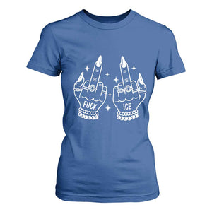 Middle Finger F Ice T Shirt For Women Against Ice Violence Outspoken Resistance TS02 Royal Blue Print Your Wear