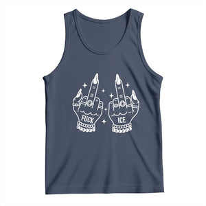 Middle Finger F Ice Tank Top Against Ice Violence Outspoken Resistance TS02 Navy Print Your Wear