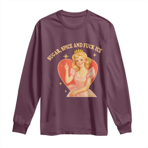 Sugar Spice and F Ice Retro Fairy Long Sleeve Shirt Feminist Against Ice Protest Political Resistance TS02 Maroon Print Your Wear