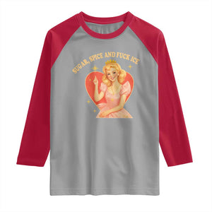 Sugar Spice and F Ice Retro Fairy Raglan Shirt Feminist Against Ice Protest Political Resistance TS02 Sport Gray Red Print Your Wear