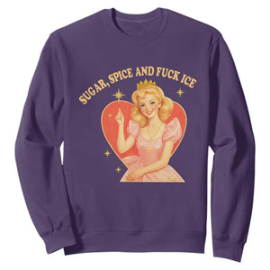 Sugar Spice and F Ice Retro Fairy Sweatshirt Feminist Against Ice Protest Political Resistance TS02 Purple Print Your Wear