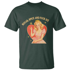 Sugar Spice and F Ice Retro Fairy T Shirt Feminist Against Ice Protest Political Resistance TS02 Dark Forest Green Print Your Wear