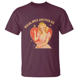 Sugar Spice and F Ice Retro Fairy T Shirt Feminist Against Ice Protest Political Resistance TS02 Maroon Print Your Wear