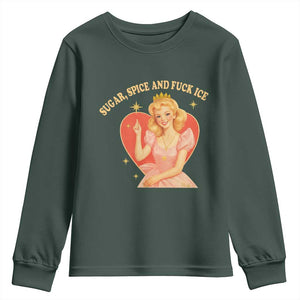 Sugar Spice and F Ice Retro Fairy Youth Sweatshirt Feminist Against Ice Protest Political Resistance TS02 Dark Forest Green Print Your Wear