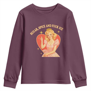 Sugar Spice and F Ice Retro Fairy Youth Sweatshirt Feminist Against Ice Protest Political Resistance TS02 Maroon Print Your Wear