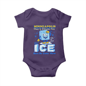 Snow is Welcome Ice is Not Baby Onesie Funny Against Ice Minneapolis Resistance and Justice TS02 Purple Print Your Wear