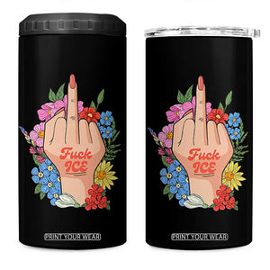 Floral Middle Finger F Ice 4 in 1 Can Cooler Tumbler TS02 One Size: 16 oz Black Print Your Wear