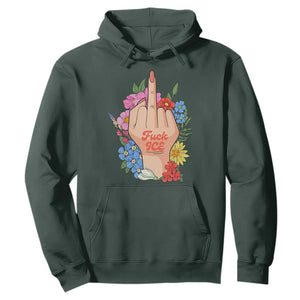 Floral Middle Finger F Ice Hoodie TS02 Dark Forest Green Print Your Wear