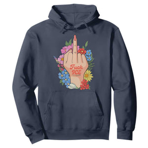 Floral Middle Finger F Ice Hoodie TS02 Navy Print Your Wear