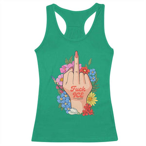 Floral Middle Finger F Ice Racerback Tank Top TS02 Irish Green Print Your Wear