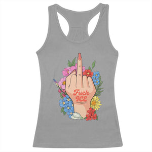 Floral Middle Finger F Ice Racerback Tank Top TS02 Sport Gray Print Your Wear