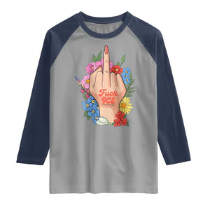 Floral Middle Finger F Ice Raglan Shirt TS02 Sport Gray Navy Print Your Wear