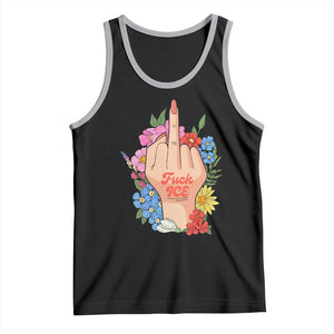 Floral Middle Finger F Ice Tank Top TS02 Black Athletic Heather Print Your Wear