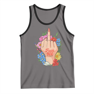 Floral Middle Finger F Ice Tank Top TS02 Deep Heather Black Print Your Wear