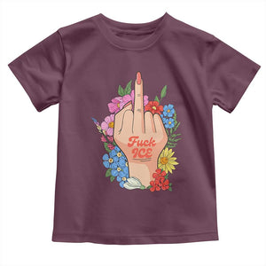 Floral Middle Finger F Ice Toddler T Shirt TS02 Maroon Print Your Wear
