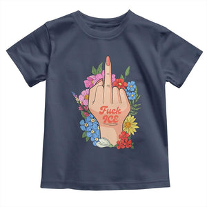 Floral Middle Finger F Ice Toddler T Shirt TS02 Navy Print Your Wear