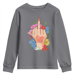Floral Middle Finger F Ice Youth Sweatshirt TS02 Charcoal Print Your Wear