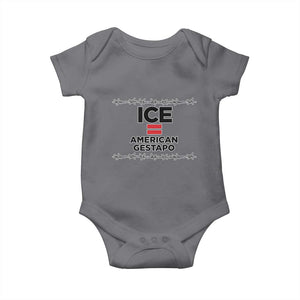 Ice Equals American Gestapo Baby Onesie Barbed Wire Protest Political Resistance TS02 Charcoal Print Your Wear