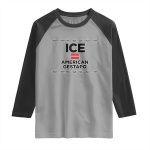 Ice Equals American Gestapo Raglan Shirt Barbed Wire Protest Political Resistance TS02 Sport Gray Black Print Your Wear