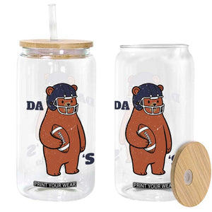 Cute Bear Holding Rugby Sport Fans Graphic Glass Can TS02 Print Your Wear