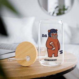 Cute Bear Holding Rugby Sport Fans Graphic Glass Can TS02 Print Your Wear