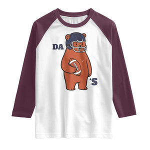 Cute Bear Holding Rugby Sport Fans Graphic Raglan Shirt TS02 White Maroon Print Your Wear