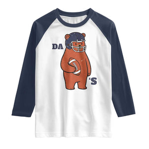 Cute Bear Holding Rugby Sport Fans Graphic Raglan Shirt TS02 White Navy Print Your Wear