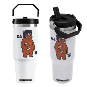 Cute Bear Holding Rugby Sport Fans Graphic Flip Straw Tumbler TS02 One Size: 30 oz White Print Your Wear