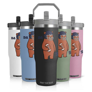 Cute Bear Holding Rugby Sport Fans Graphic Flip Straw Tumbler TS02 Print Your Wear