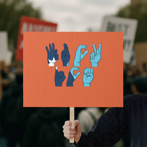 F Ice Out of Minneapolis Hand Signs Protest Sign State Flag Justice Protest Resistance TS02 Horizontal 18" × 24" Orange Print Your Wear