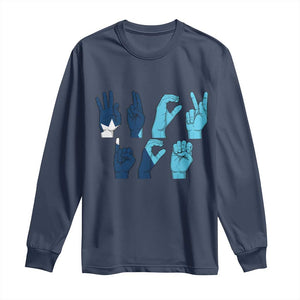 F Ice Out of Minneapolis Hand Signs Long Sleeve Shirt State Flag Justice Protest Resistance TS02 Navy Print Your Wear