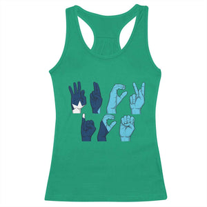 F Ice Out of Minneapolis Hand Signs Racerback Tank Top State Flag Justice Protest Resistance TS02 Irish Green Print Your Wear