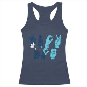 F Ice Out of Minneapolis Hand Signs Racerback Tank Top State Flag Justice Protest Resistance TS02 Navy Print Your Wear