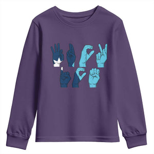 F Ice Out of Minneapolis Hand Signs Youth Sweatshirt State Flag Justice Protest Resistance TS02 Purple Print Your Wear