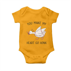 Funny Valentine Goose Baby Onesie You Make My Heart Go Honk Cute Romantic Gift TS02 Gold Print Your Wear