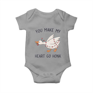 Funny Valentine Goose Baby Onesie You Make My Heart Go Honk Cute Romantic Gift TS02 Sport Gray Print Your Wear