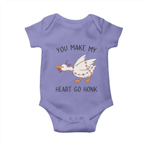 Funny Valentine Goose Baby Onesie You Make My Heart Go Honk Cute Romantic Gift TS02 Violet Print Your Wear