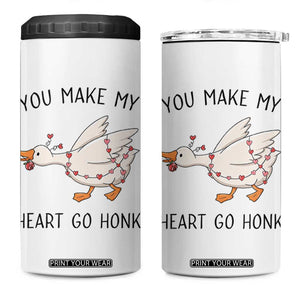 Funny Valentine Goose 4 in 1 Can Cooler Tumbler You Make My Heart Go Honk Cute Romantic Gift TS02 One Size: 16 oz White Print Your Wear