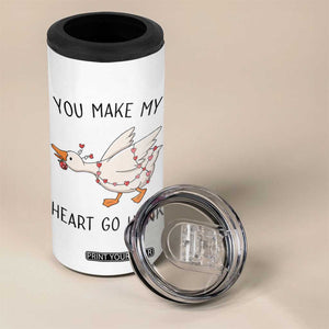 Funny Valentine Goose 4 in 1 Can Cooler Tumbler You Make My Heart Go Honk Cute Romantic Gift TS02 Print Your Wear