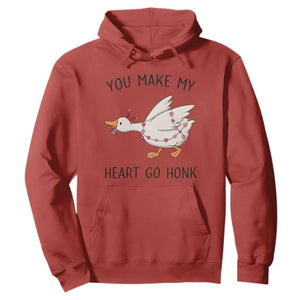 Funny Valentine Goose Hoodie You Make My Heart Go Honk Cute Romantic Gift TS02 Red Print Your Wear