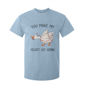 Funny Valentine Goose T Shirt For Kid You Make My Heart Go Honk Cute Romantic Gift TS02 Light Blue Print Your Wear
