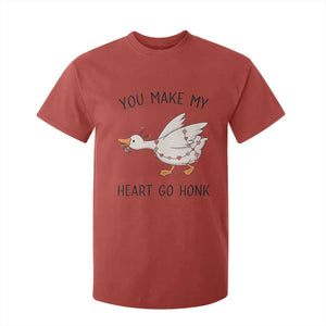 Funny Valentine Goose T Shirt For Kid You Make My Heart Go Honk Cute Romantic Gift TS02 Red Print Your Wear