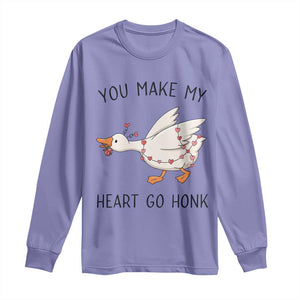 Funny Valentine Goose Long Sleeve Shirt You Make My Heart Go Honk Cute Romantic Gift TS02 Violet Print Your Wear